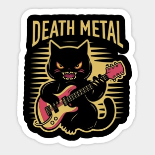 Death Metal Satanic Baphomet Cat playing guitar Sticker